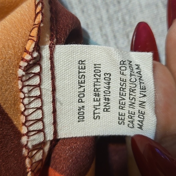 August Sky Geometric Balloon Sleeve Button-Front Blouse Multicolor Size M - Picture 8 of 10